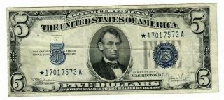 1934 C $5 Five Dollar Silver Certificate Star Note Fr.  1653