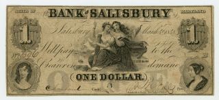 1848 $1 The Bank Of Salisbury,  Maryland Note