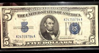 1934 A $5 Silver Certificate Fr 1651 Xf