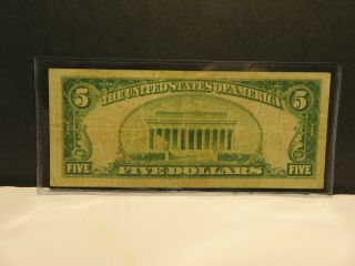 1929 $5 Federal Reserve Note Issued in Chicago Il.  Federal reserve Bank 2