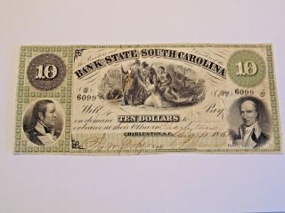 1861 $10 South Carolina Confederate Bank Note