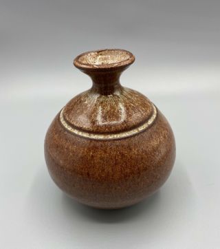 Stoneware Weed Pot Vase Brown Signed Taylor Cute