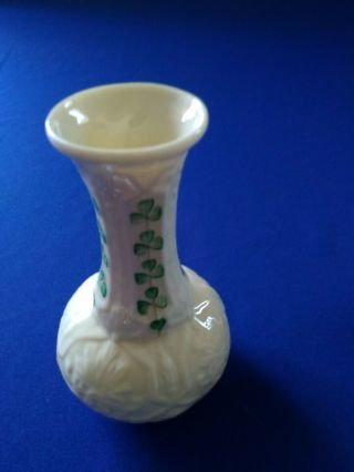 Belleek Vintage Ireand Hand Painted Shamock Vase Mid 60 