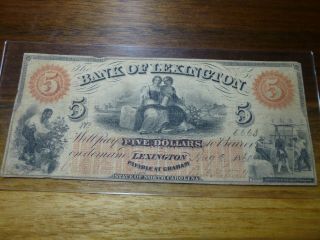 1860 $5 The Bank Of Lexington,  North Carolina Note At Graham W/ Slaves