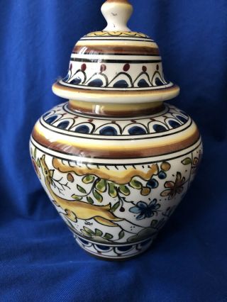 Vintage Vase Ceramic Pottery Hand Painted Blue Floral Made In Portugal Penzta