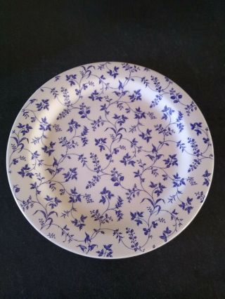 Windsor & Browne Stoneware Dinner Plate 10 3/4 " Blue White Flower Vine