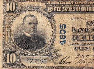 1902 $10 Chicago,  Il Ch.  4605 National Bank Of The Republic 2190