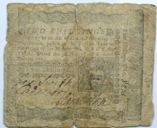 1772 Pennsylvania April 3 Two Shillings Colonial Note 2s - Fr.  Pa - 156