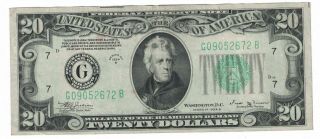 1934 B $20 Dollars Green Seal Federal Reserve Notes