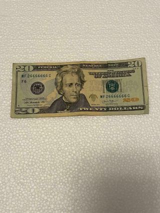 2013 $20 Near Solid Serial Number Mf26666666c