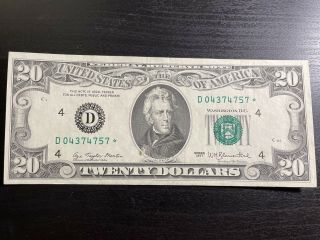 1977 $20 Dollar Bill Star Note Federal Reserve Of Cleveland