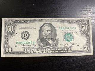 1974 $50 Fifty Dollar Federal Reserve Note Old Money U.  S.  Currency Cleveland