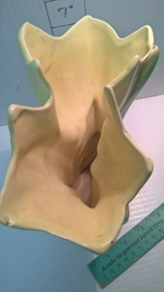 Vintage McCoy Pottery Double Tulip Vase Yellow and Green 3