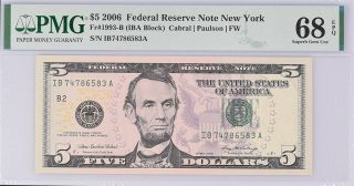 United States 5 Dollars Usa 2006 P 524 York Gem Unc Pmg 68 Epq Top
