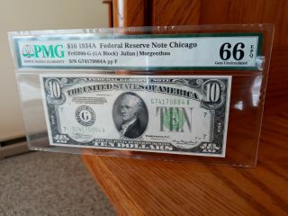 Series 1934 - A $10 Frn G - District Chicago Pmg 66 Gem Unc Epq Fr 2006 - G