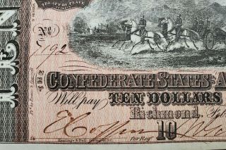 $10 1864 T - 68 Confederate States Of America Unc Currency Richmond