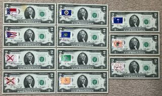 (11) Consecutive 1976 $2 Federal Reserve Notes Frn W/ First Day Of Issue Stamps