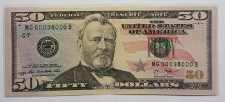 Federal Reserve Note - Fancy Serial Number $50 Fifty Dollar Bill 2