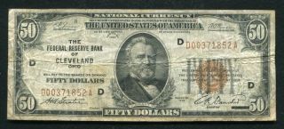 Fr.  1880 - D 1929 $50 Frbn Federal Reserve Bank Note Cleveland,  Oh (i)