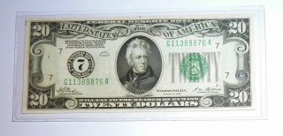 Federal Reserve Note Series 1928 Tate Mellon $20 Crisp Uncirculated Chicago 7