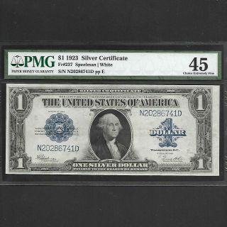 Fr 237 $1 1923 Silver Certificate Pmg 45 Choice Extremely Fine Ships