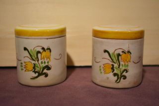 Stangl Pottery Yellow Tulip Terra Rose Pair Salt & Pepper Shakers No Corks