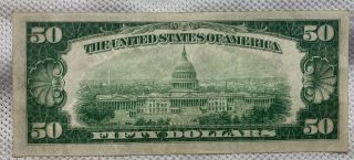 (1) 1934 FEDERAL RESERVE NOTE FIFTY U.  S.  DOLLAR.  $50.  00 Circulated FR 2102G 2