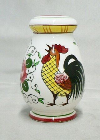 Vintage Ceramic Hand Painted " Rooster " Pattern Salt Shaker