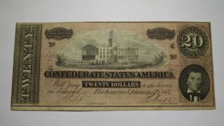 $20 1864 Richmond Virginia Va Confederate Currency Bank Note Bill T67 Civil War