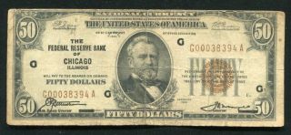 Fr.  1880 - G 1929 $50 Frbn Federal Reserve Bank Note Chicago,  Il (d)