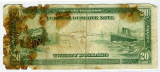 1914 United States Twenty Dollar Bill Blue Seal Large Note $20 Old Money 2