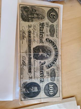 1864 $100 Us Confederate States Of America Currency Vg Old Us Paper Currency