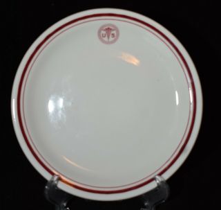 Vintage Wwii U.  S.  Army Medical Saucer Sterling Vitrified China 6 5/8 In.  Diam.