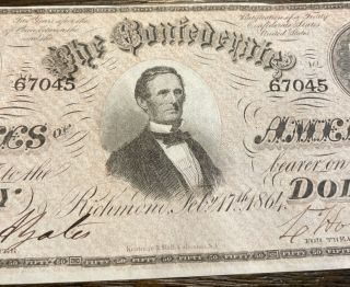 Civil War Confederate CSA T - 66 $50 Note Obsolete Currency Jefferson 3