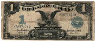 Series Of 1899,  $1 Silver Certificate,  Red Seal,  Circulated " Black Eagle "