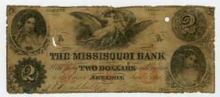 1855 $2 The Missisquoi Bank - Sheldon,  Vermont Note