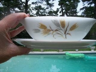 VINTAGE NORITAKE WHEATON GRAVY BOAT WITH ATTACHED UNDERPLATE WHEAT PATTERN 3