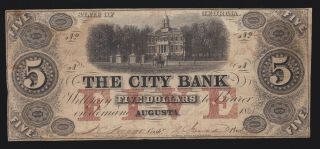 Us $5 1861 City Bank Of Georgia Obsolete Currency Note Vf