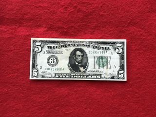 Fr - 1950c 1928 Series $5 Five Dollar Philadelphia Federal Reserve Note Vf,