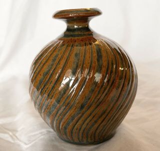 Mark Nafziger Small Bud Vase Swirl Pattern Glaze Studio Art Pottery
