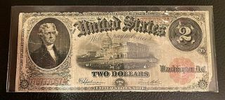 1917 Large Size Two Dollar $2 Red Seal / Act Of March 3rd 1863 / O78777057a