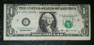 1993 $1 Federal Reserve Note Error,  Miscut And Misaligned