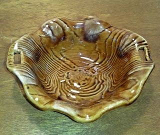 Vintage California Pottery Usa B412 Brown Handled Bowl