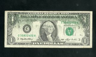Us Paper Money 1993 $1 Federal Reserve Note Error