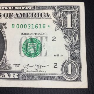2013 $1 DOLLAR BILL STAR NOTE LOW Fancy SERIAL NUMBER Circulated 3