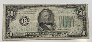 1934 Fifty Dollar Bill $50 Us Old Currency