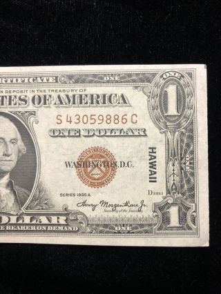 1935a $1 Dollar Brown Seal Hawaii Us Paper Money