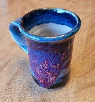 Studio Art Pottery Handmade Signed Coffee Mug Cup Blue 8oz