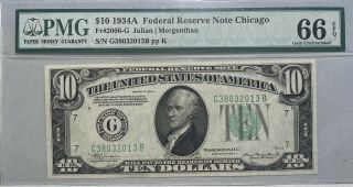 1934 A $10 Federal Reserve Note Of Chicago Pmg Gem Unc 66 Fr 2006 - G Epq
