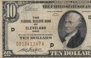D01841347a 1928 Ten Dollar Green Seal Federal Reserve Note In